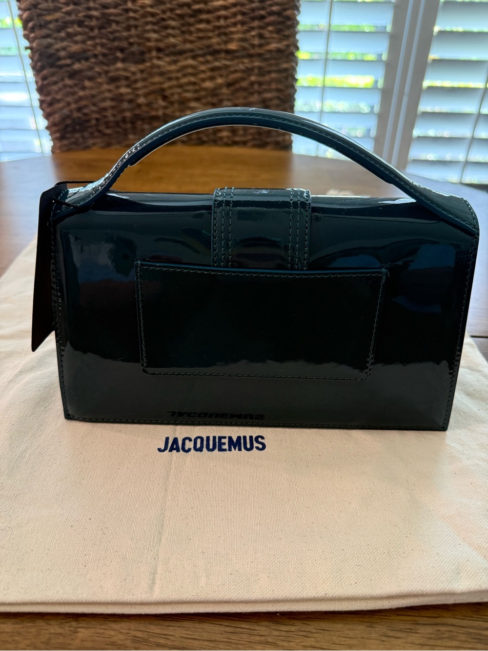 Jacquemus Teal Patent Leather Le Grand Bambino Bag with shoulder strap - Picture 3 of 13